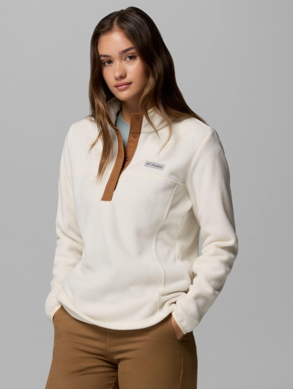 Columbia Cream Benton Springs Half-Snap Fleece Pullover Size M GUC
